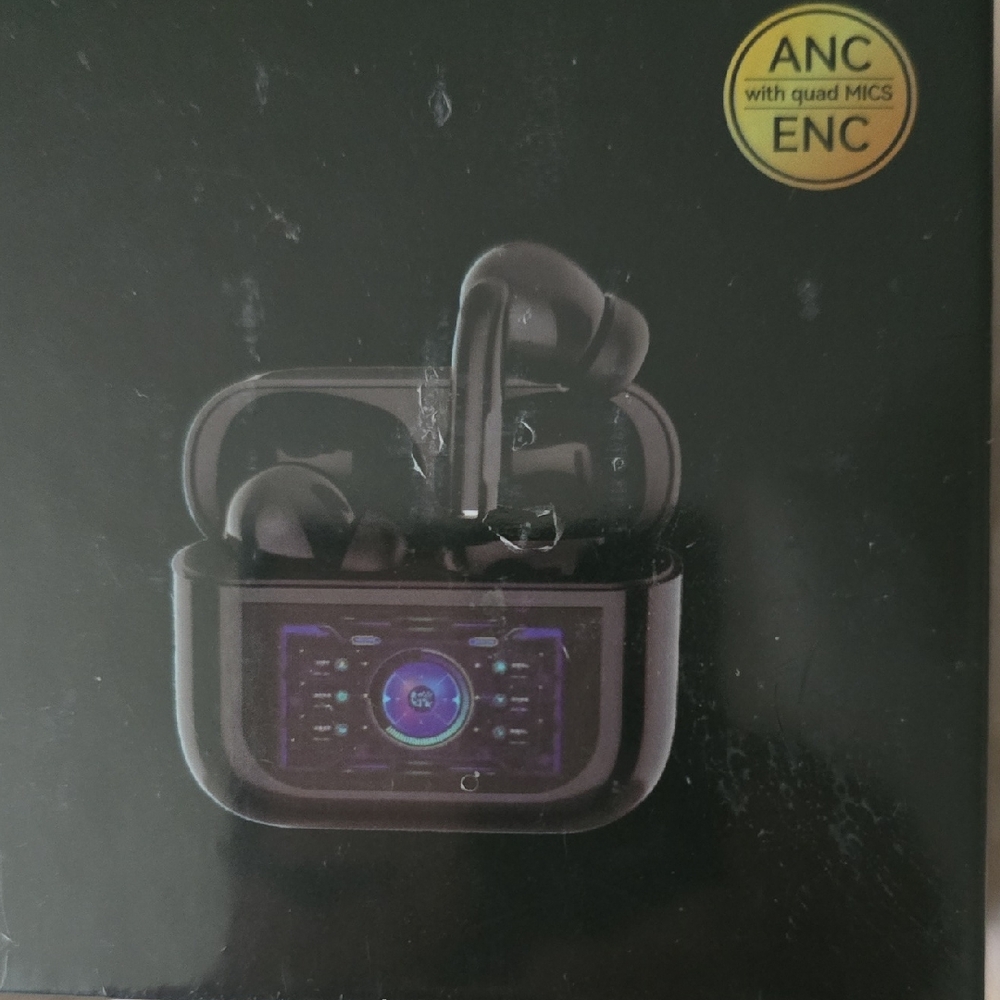 White Wireless Earbuds with LED Display